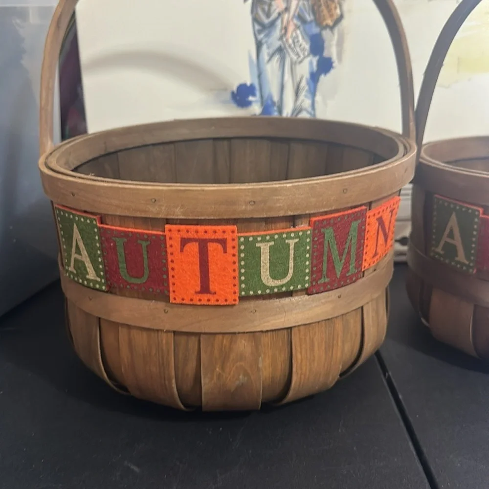 Autumn egg baskets with handle set of 2